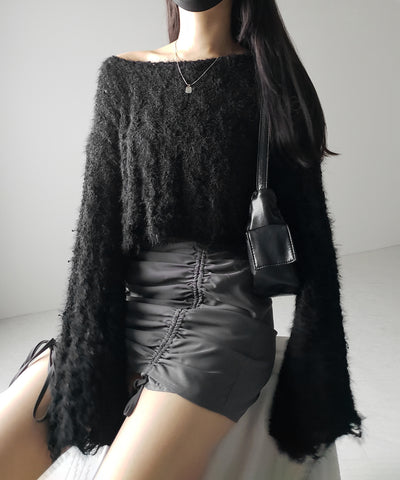 【 ２color 】マシュマロダメージショートニット ／ marshmallow damage short knit