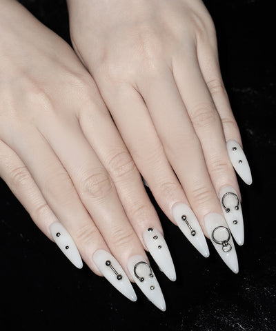ボディピアスデザインロングネイルチップ ／ body pierce design long nail tips