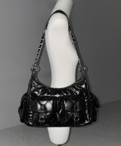 【 ２WAY 】アウトポケットキルティングチェーンショルダーバッグ ／ 2WAY out pocket quilting chain shoulder bag