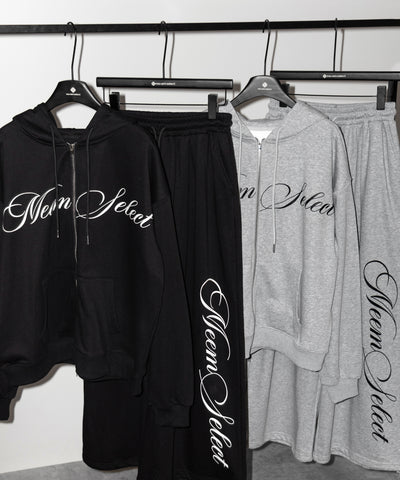 【 セットアップ可能 】レタリングロゴプリントダブルジップビッグパーカー ／ lettering logo print double zip BIG hoodie