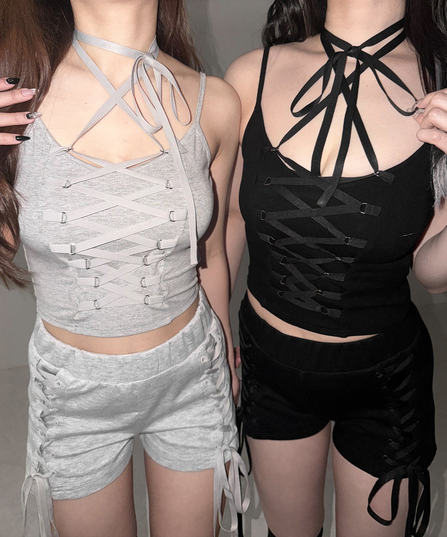 【 ２WAY  】レースアップコルセットリボンチョーカーキャミソール ／ lace up corset ribbon choker camisole