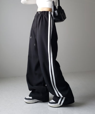 【 ３size／３color 】２WAYドロストサイドラインルーズトラックワイドパンツ