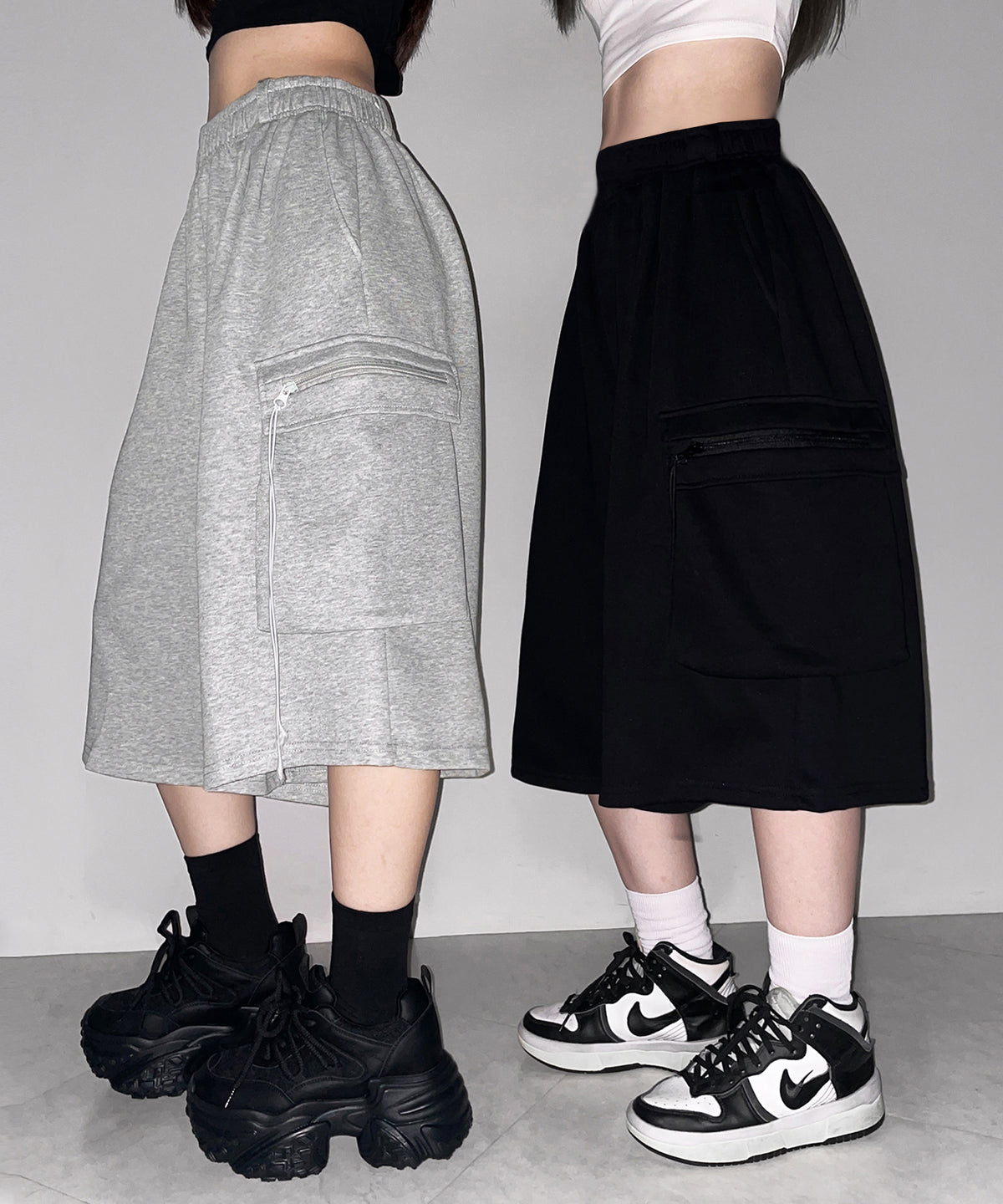 タックワイドカーゴスウェットハーフパンツ / tuck wide cargo sweat half pants
