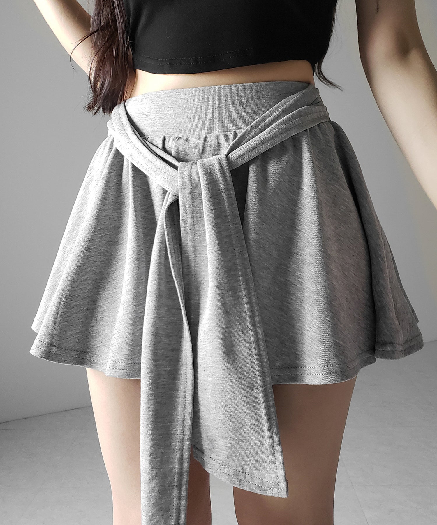ラップレイヤードフレアミニスカパン ／ wrap layered flare mini