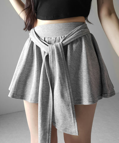 ラップレイヤードフレアミニスカパン ／ wrap layered flare mini skirt pants