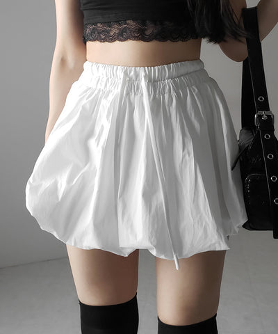 【 ２color ／インパン裏地付き 】フェイクレイヤードコットンバルーンミニスカート ／ fake layered cotton balloon mini skirt