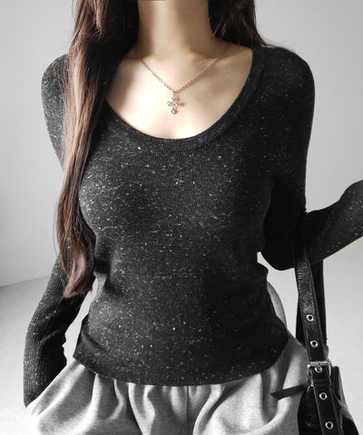 メランジネップルーズニットトップス ／ melange nep loose knit tops