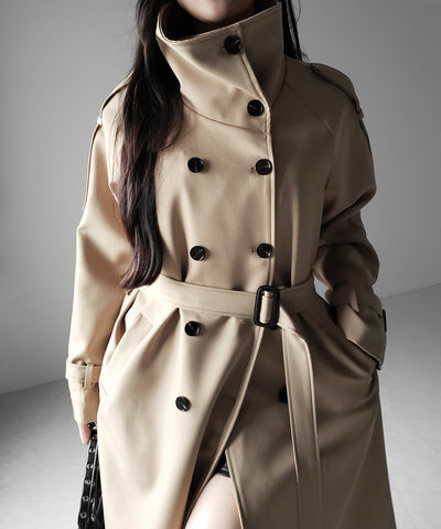 ２WAYスタンドカラーオーバーロングトレンチコート ／ 2WAY stand collar over long trench coat