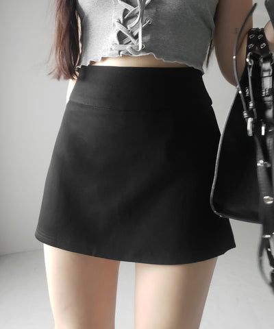 【 ２color ／ ３size 】サイドスリットレイヤードスウェットミニスカパン ／ side slit layered sweat mini skirt pants