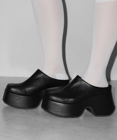 厚底スクエアサボサンダル／platform square sabo sandals