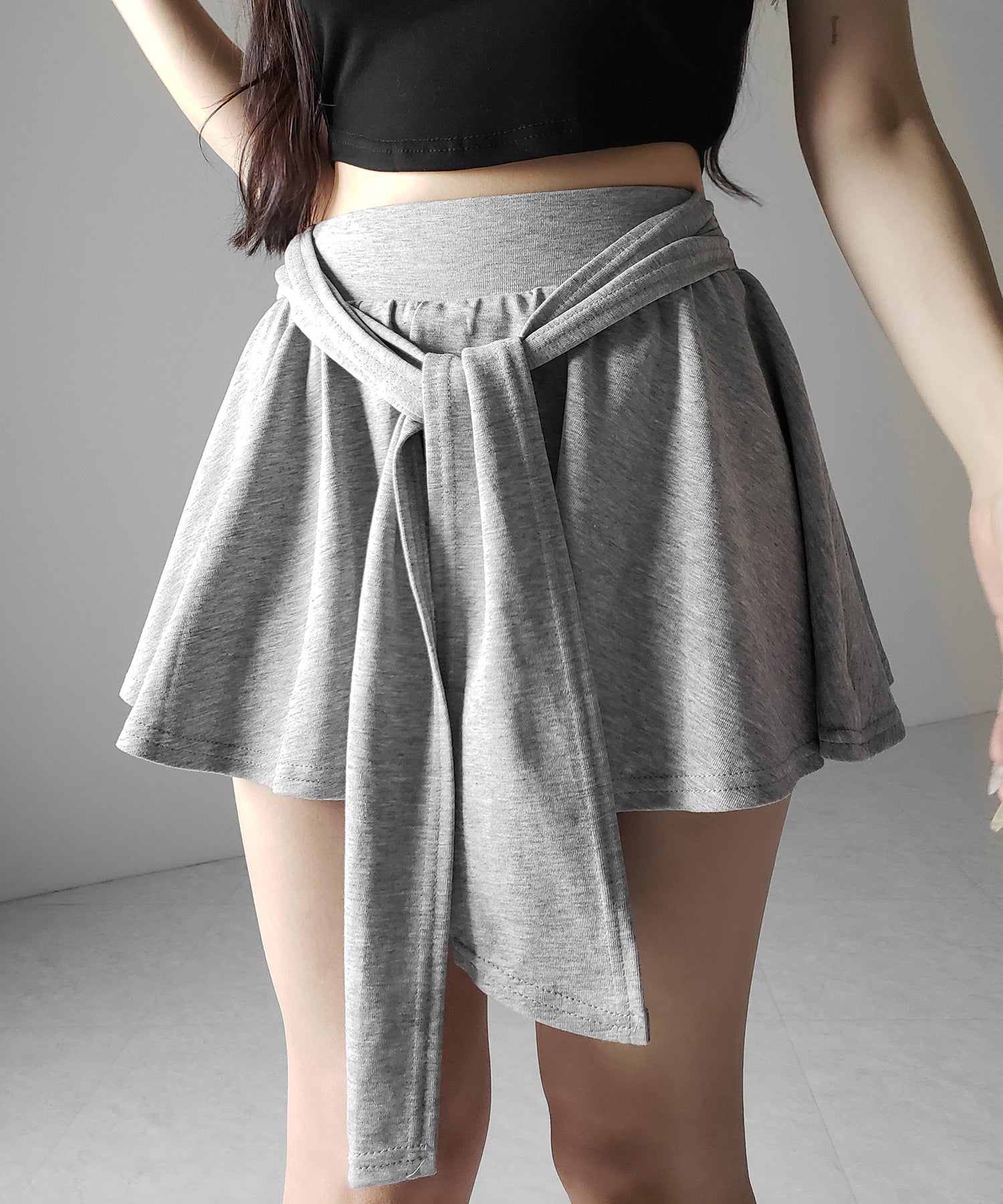 M187 Chacott ラップスカート付きレイヤードパンツ　ダンス　Ｓ　グレー ラップレイヤードフレアミニスカパン ／ wrap layered flare mini