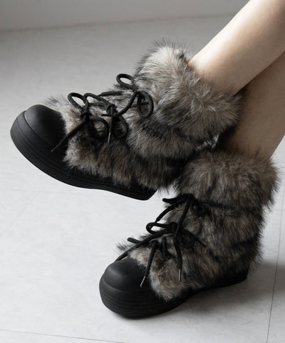 【 ２color 】ボリュームフェイクファーブーツ ／ volume fake fur boots