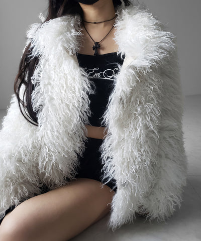 シャギーフェイクファーレディミドルコート ／ shaggy fake fur lady middle coat