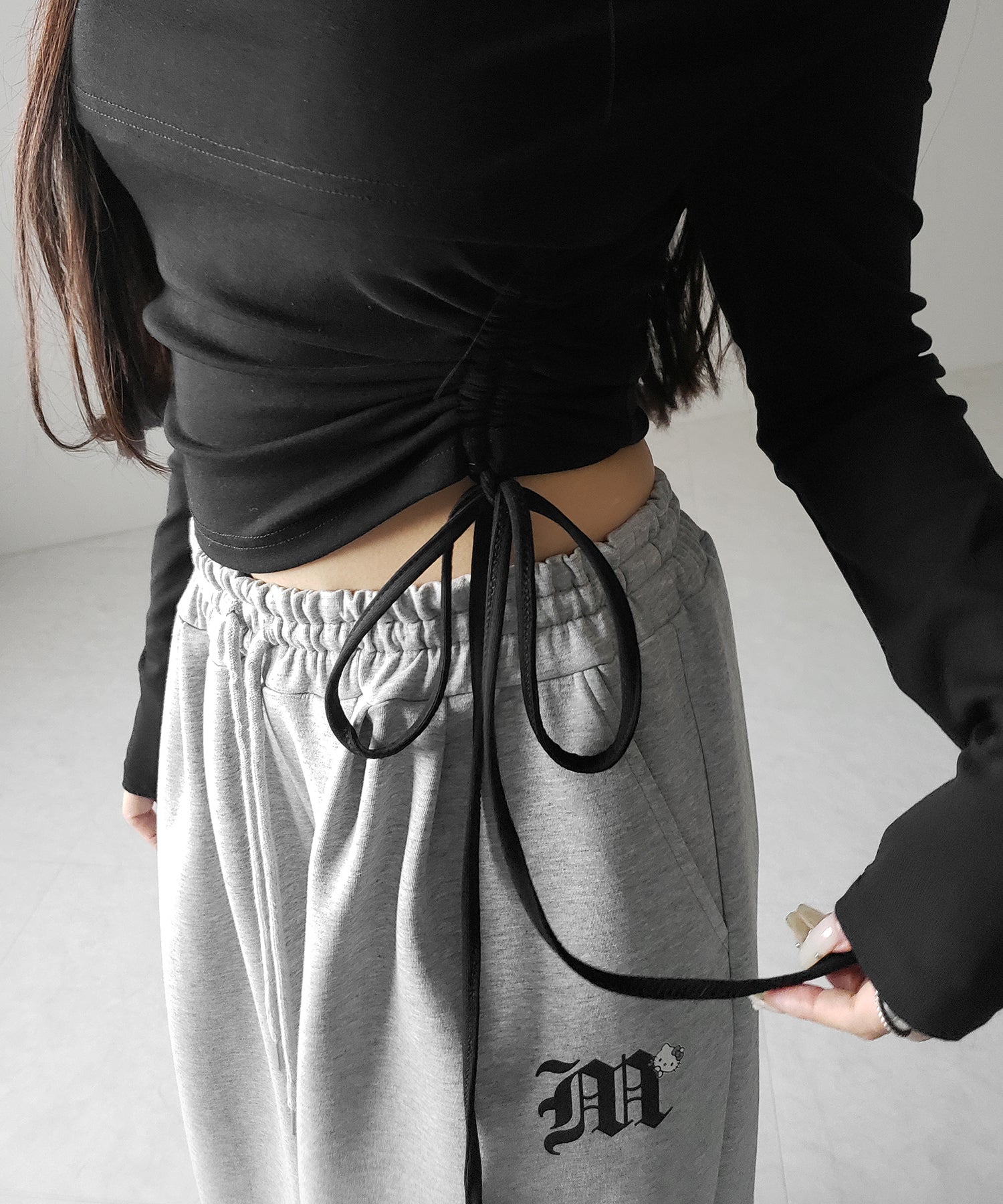 シャーリングリボンショートオフショルカットソートップス ／ shirring ribbon short off shoulder cutsew tops