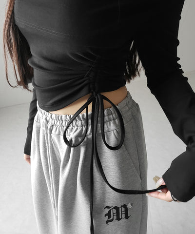 シャーリングリボンショートオフショルカットソートップス ／ shirring ribbon short off shoulder cutsew tops
