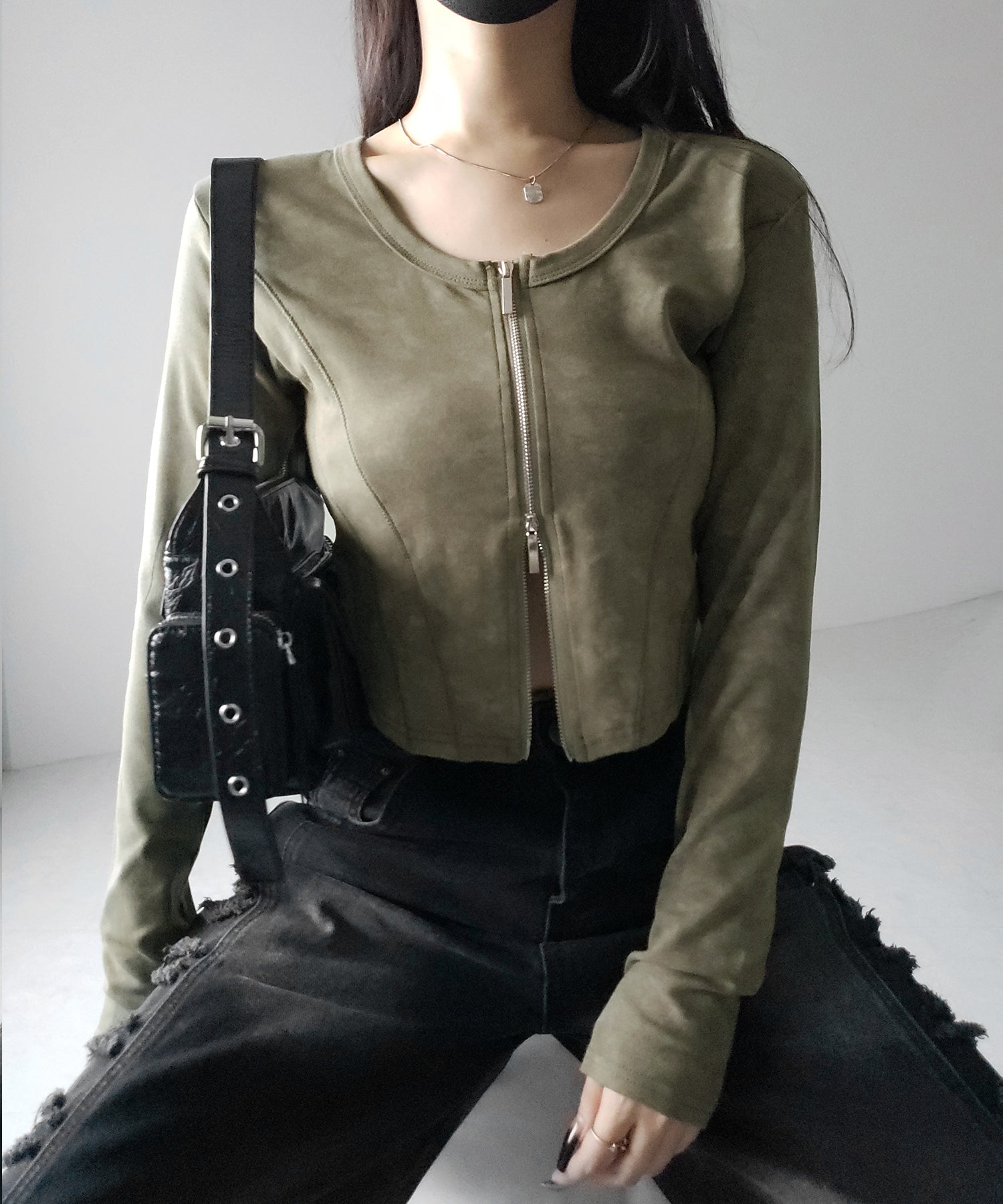 【 ２color 】ダブルジップヴィンテージカットソーカーディガン ／ double zip vintage cut sew cardigan