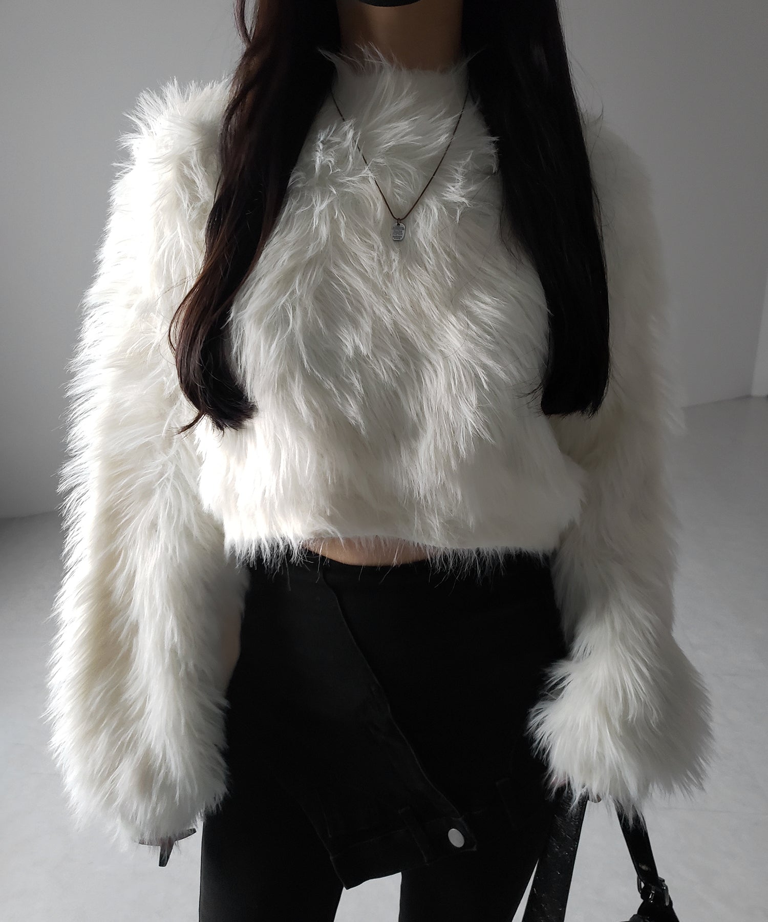 【 ２color 】ボリュームスリーブショートトロミシャギーニット ／ Volume sleeve short toromi shaggy knit