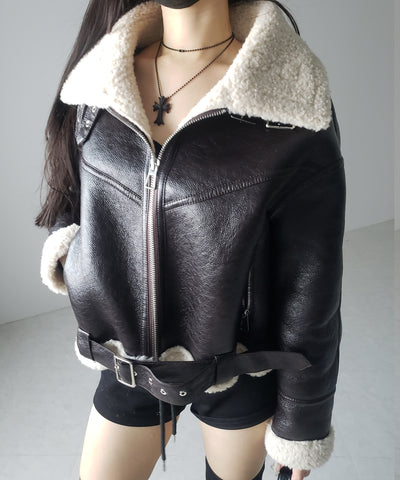 B-3ヴィンテージレザーボアムートンジャケット ／ B-3 vintage leather boa mouton jacket