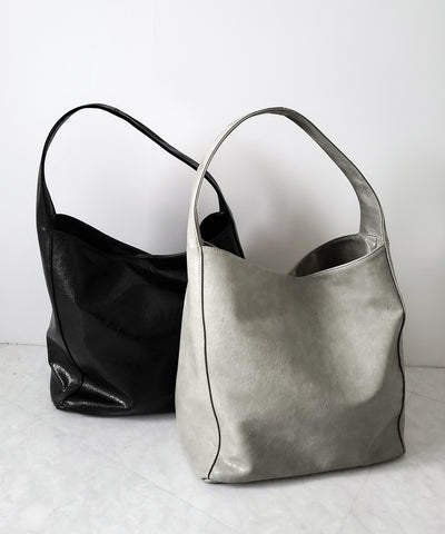 【 ２color ／ 大容量 】フェイクシボレザーワンハンドルショルダーバッグ ／ fake shibo leather onehandle shoulder bag