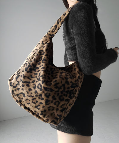 【 ２color 】レオパードワンハンドルショルダートートバッグ ／ leopard onehandle shoulder tote bag