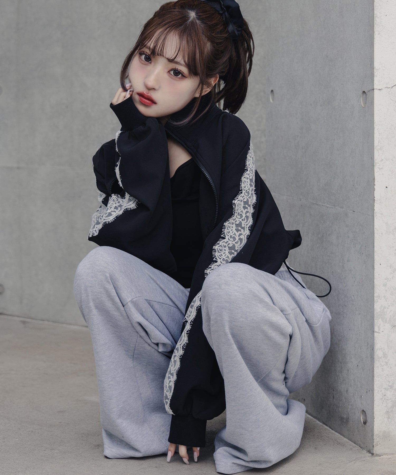 【 １color 】Y‐ストラップチョーカーレースドッキングトップス ／ Y-strap choker lace docking tops