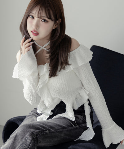 【 ２color ／ ４size 】ヴィンテージライクフリンジストレッチフレアデニム ／ Vintage-like fringe stretch flare denim