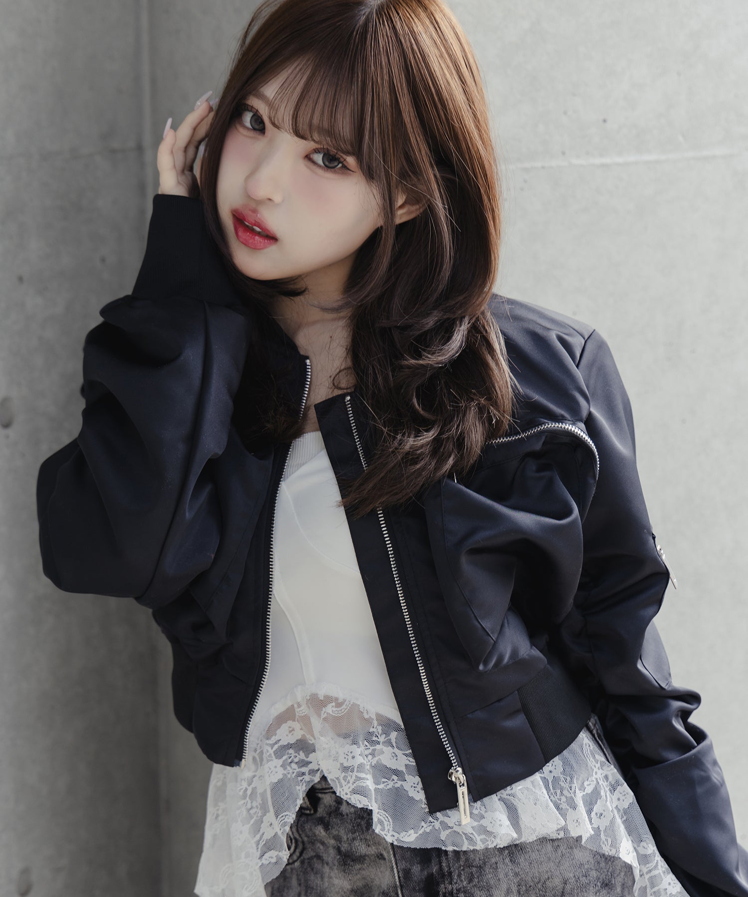 【 ２color 】アウトポケットジップアップショートブルゾン ／ out pocket zip up short blouson
