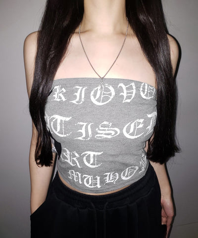 グランジロゴチューブベアトップ ／ grunge logo tube bare top