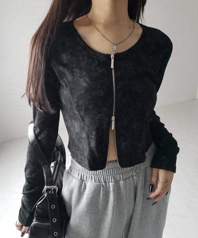 【 ２color 】ダブルジップヴィンテージカットソーカーディガン ／ double zip vintage cut sew cardigan