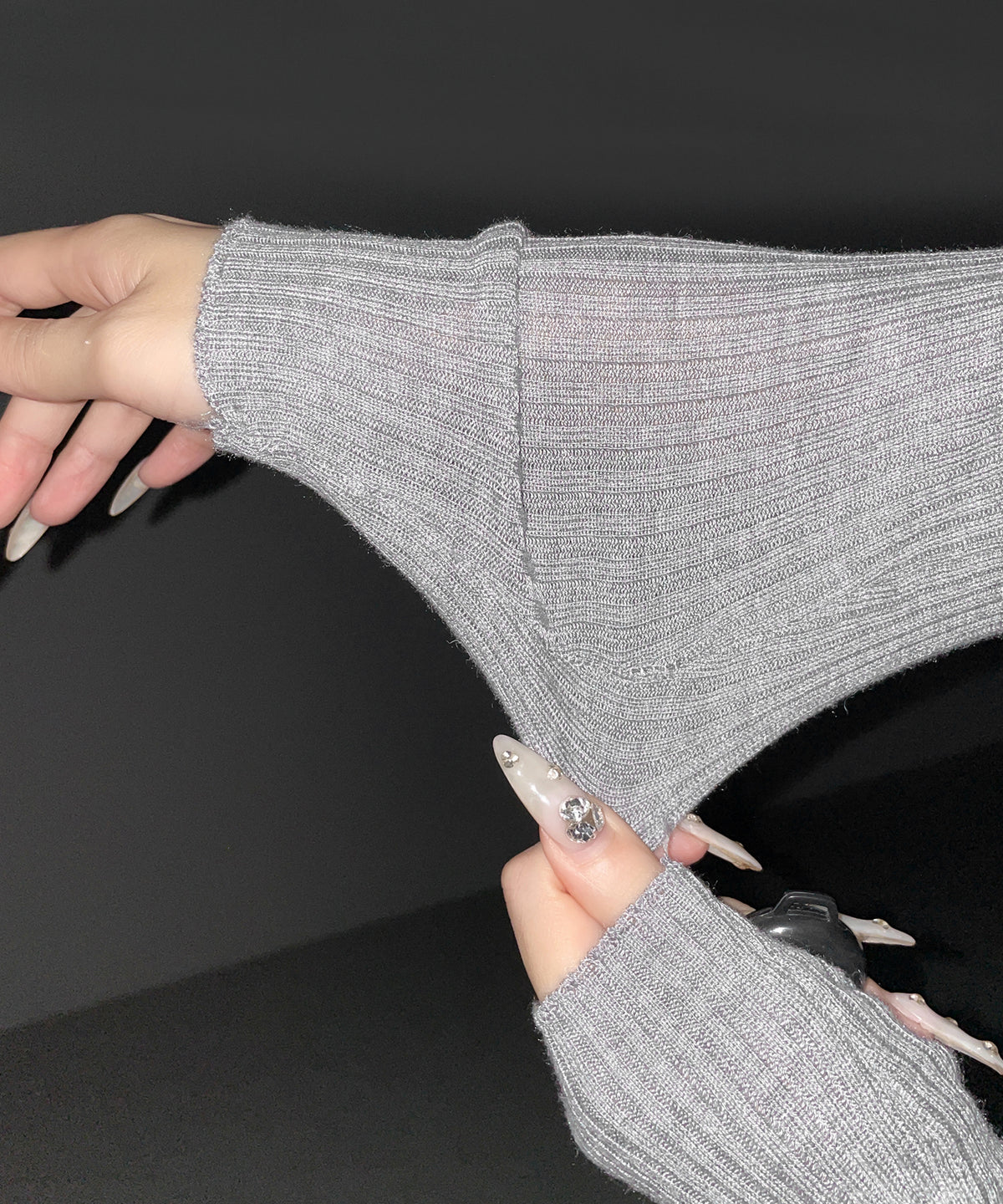 フロントリボンレースレイヤードリブニットカーディガン ／ front ribbon lace layered lib knit cardigan