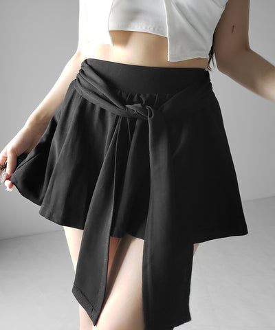 ラップレイヤードフレアミニスカパン ／ wrap layered flare mini skirt pants