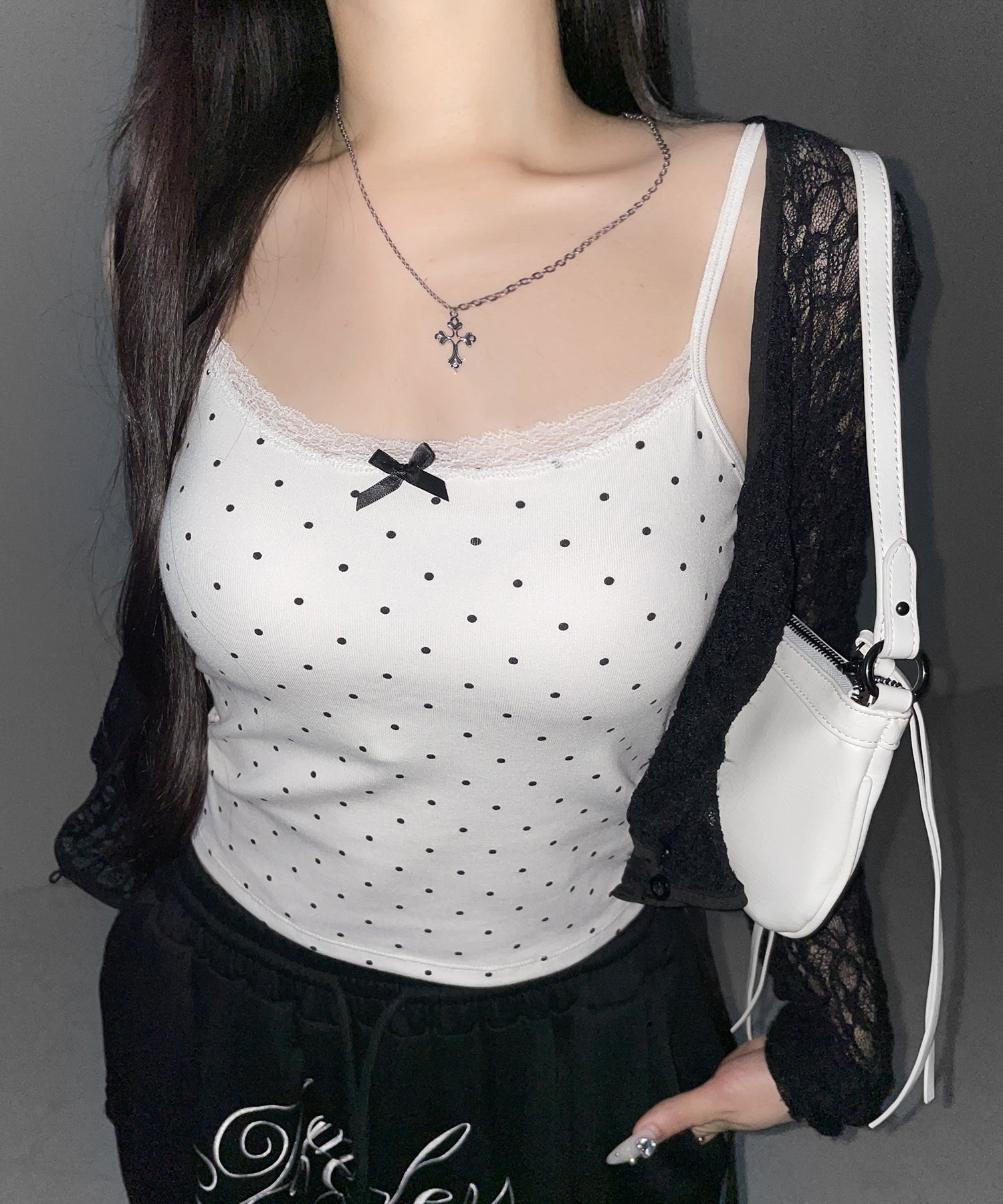 ミニリボンドットレースキャミソール ／ mini ribbon dot lace camisole