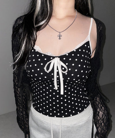ドットレースリボンキャミソール ／ dot lace ribbon camiole