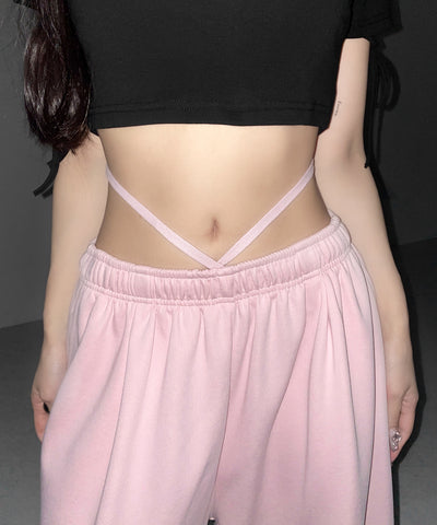 ウエストストリングタックワイドスウェットパンツ ／ waist string tack wide sweat pants
