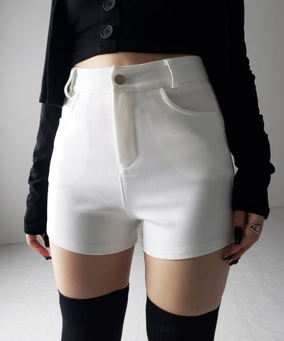【 ２color ／４size 】ハイウエストタイトスパンショートパンツ ／ high waist tight span short pants
