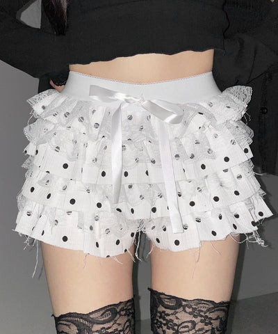 ドットレースフリルショートパンツ ／ dot lace frill short pants