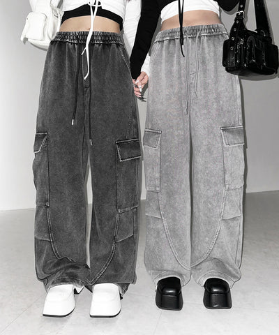 【 裾絞り可能２WAY 】ピグメントヴィンテージタックカーゴスウェットパンツ ／ pigment vintage tuck cargo sweatpants