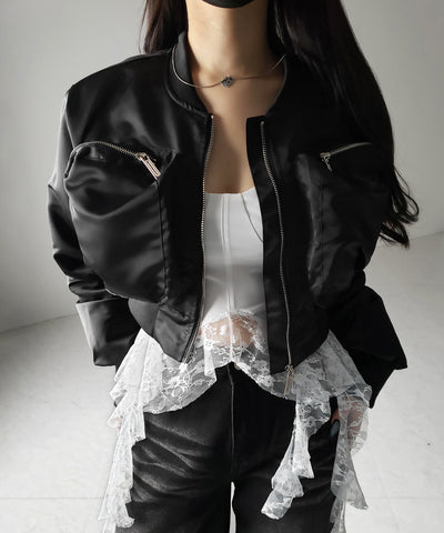 【 ２color 】アウトポケットジップアップショートブルゾン ／ out pocket zip up short blouson