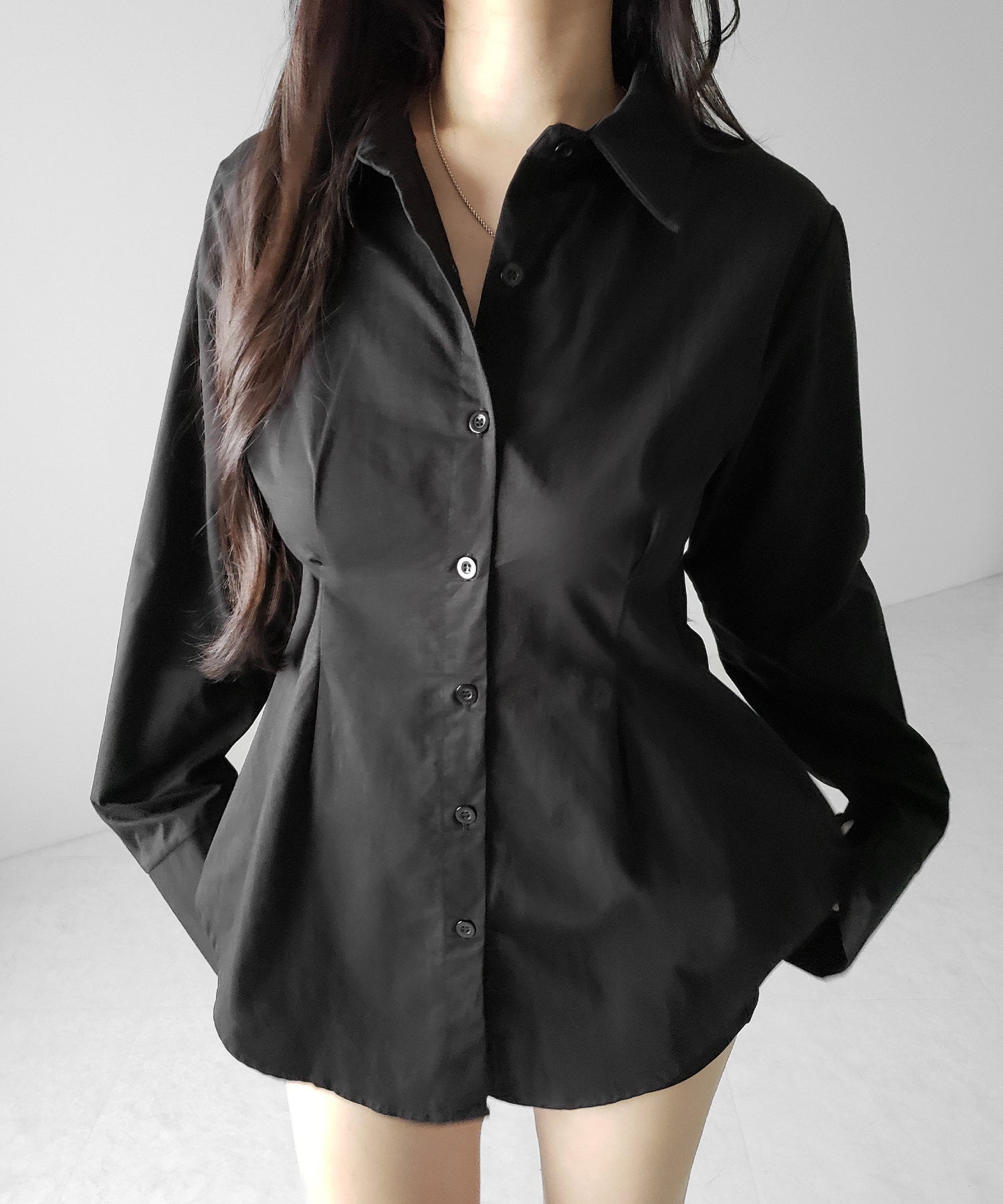 ウエストタックフレアレディシャツ ／ waist tuck flare lady shirts