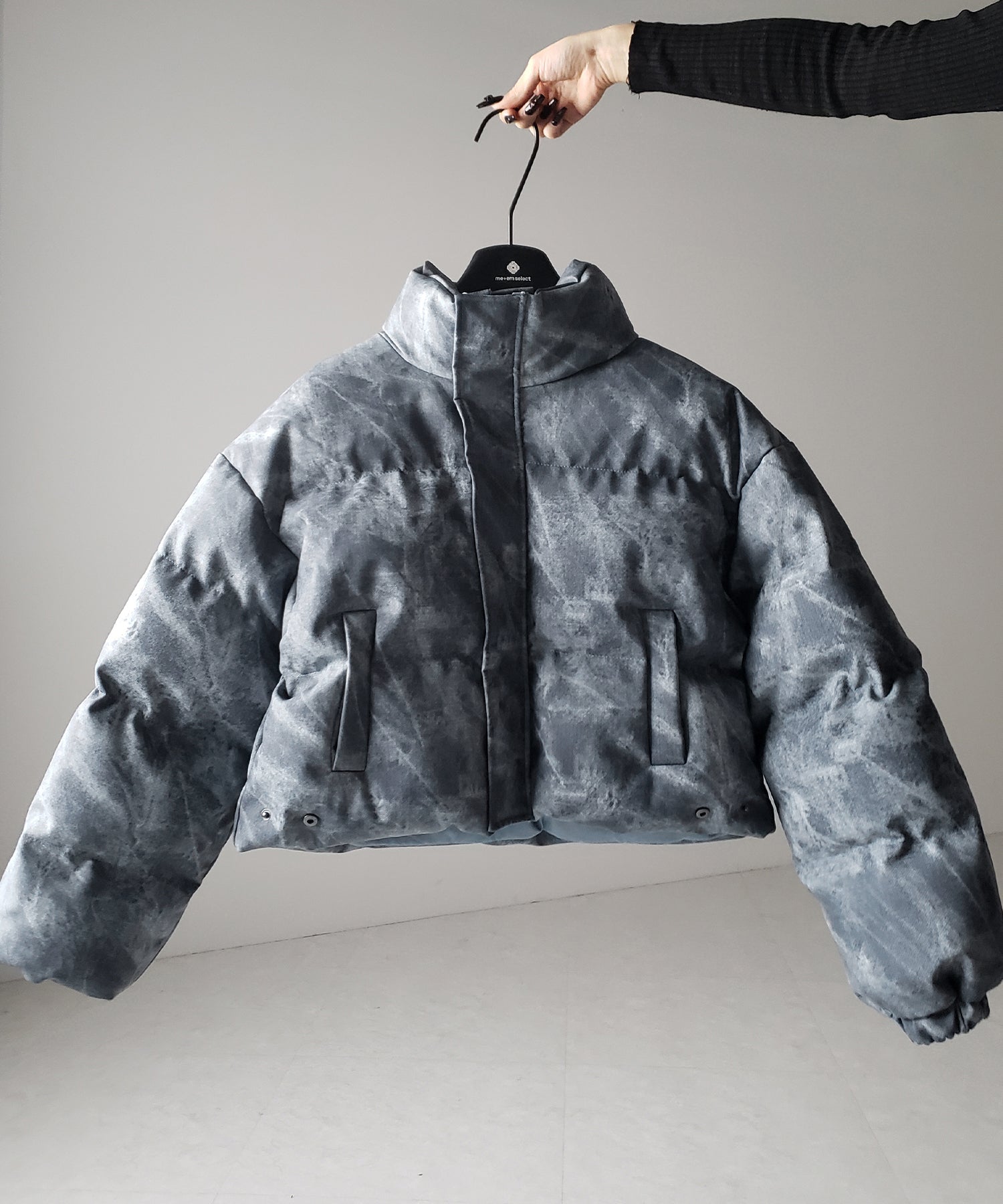 【 セットアップ着用可能 】ヴィンテージライクフェイクレザーショートダウンジャケット ／ vintage like fake leather short down jacket