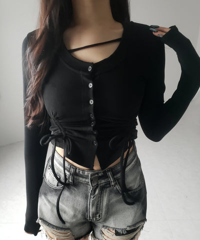 【 ２color ／ 裏起毛 】ナナメストラップダブルシャーリングリボントップス ／ naname strap double shirring ribbon tops