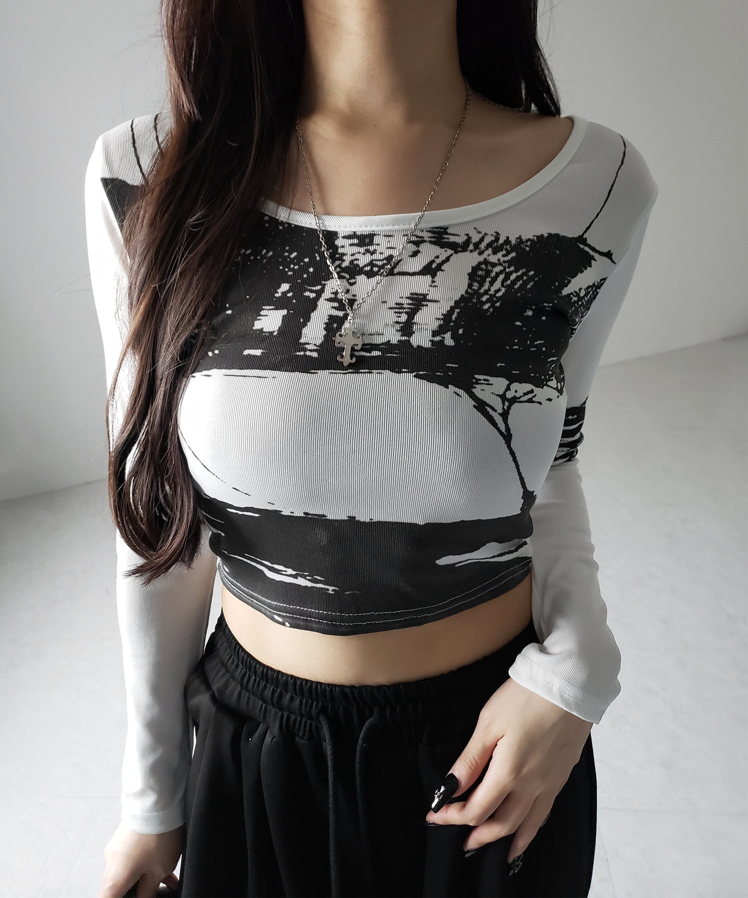 【 ２color 】ヴィンテージプリントショートリブＴシャツ ／ vintage print short lib t-shirt