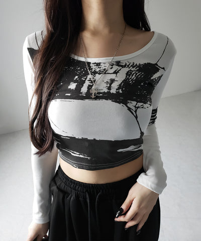 【 ２color 】ヴィンテージプリントショートリブＴシャツ ／ vintage print short lib t-shirt