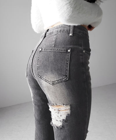 クラッシュダメージヴィンテージフレアデニム ／ crush damage vintage flare denim