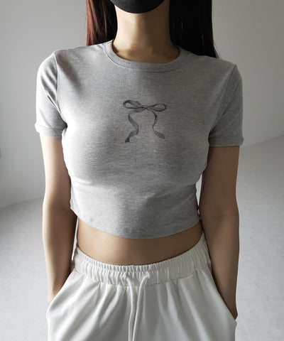 【 ４color 】ミニリボンショートちびＴシャツ ／mini ribbon short chibi Tee