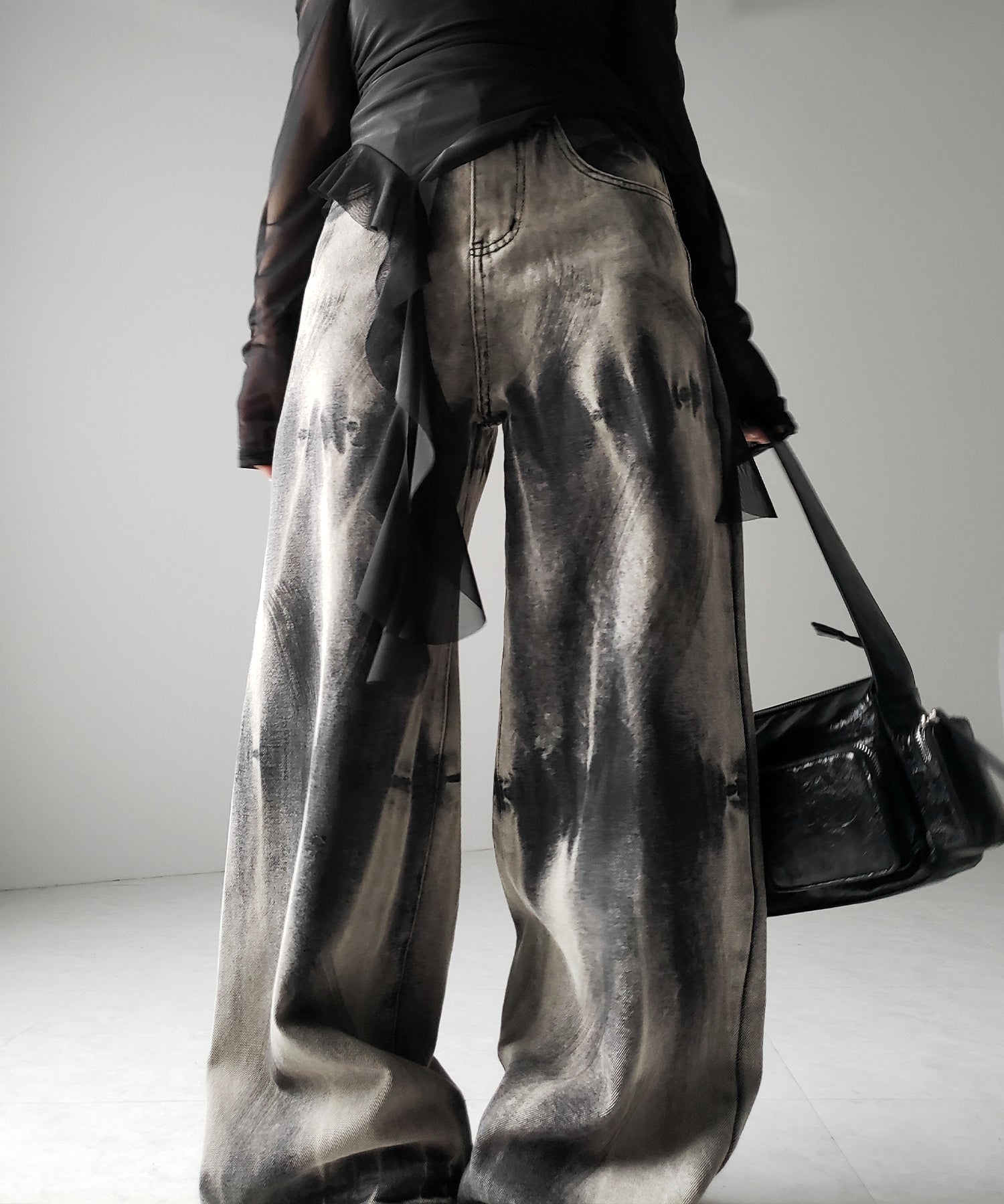 【 ４size 】ヴィンテージタイダイブリーチワイドデニム ／ vintage bleached tie-dye wide denim