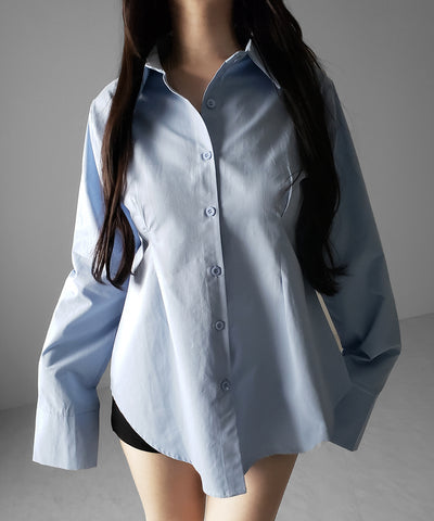 ウエストタックフレアレディシャツ ／ waist tuck flare lady shirts