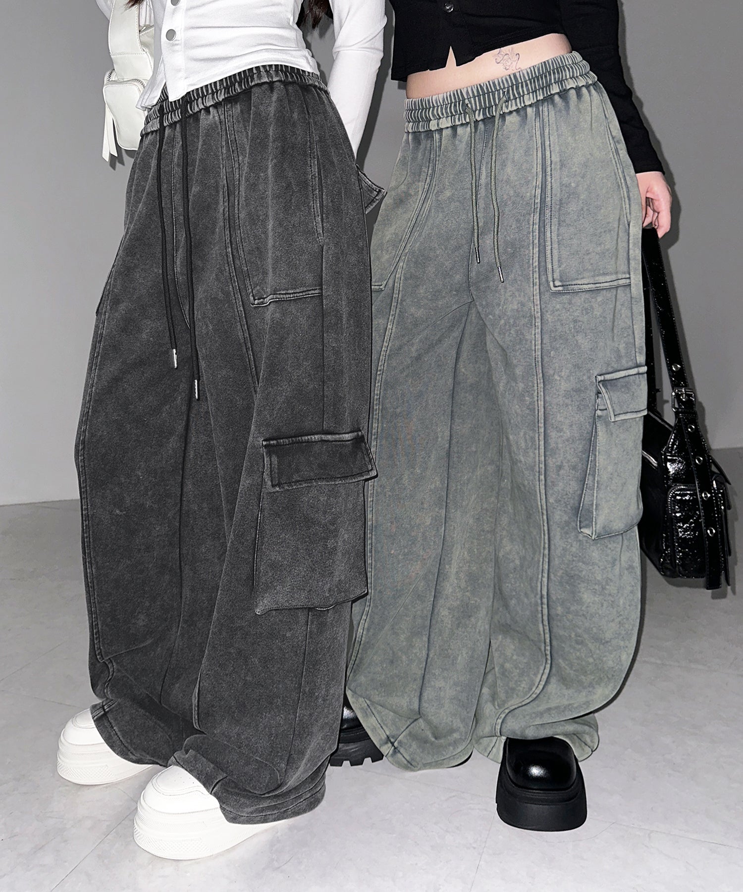 ピグメントヴィンテージヘビーワイドカーゴスウェットパンツ ／ pigment vintage heavy wide cargo sweatpants