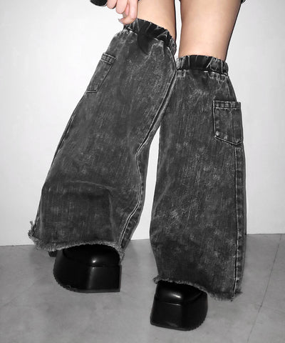 【 セットアップ着用可能 】ヴィンテージケミカルブリーチデニムレッグカバー ／ vintage chemical bleach denim leg cover