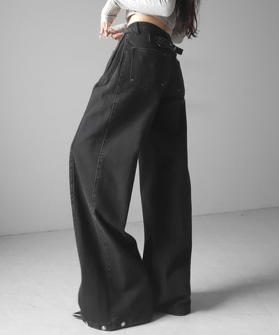 ヴィンテージライクウォッシュカーブワイドデニム ／ vintage like wash curve wide denim